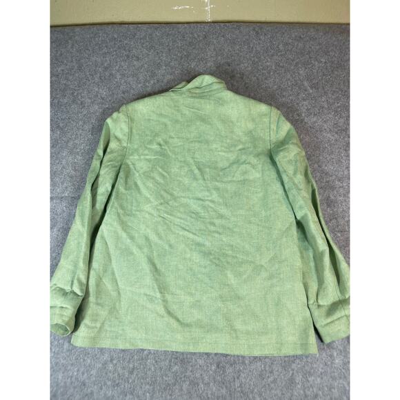 Vintage Land's End Linen Coats Jacket Womens 10 Green Button Up Casual Preppy - Picture 2 of 5